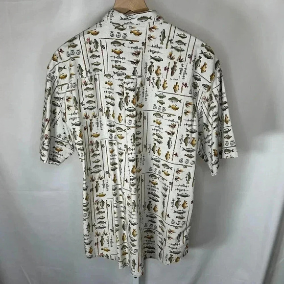 Woolrich Size Medium Birch Freshwater Fish Cream Shirt Button Down Short Sleeve - Picture 2 of 9